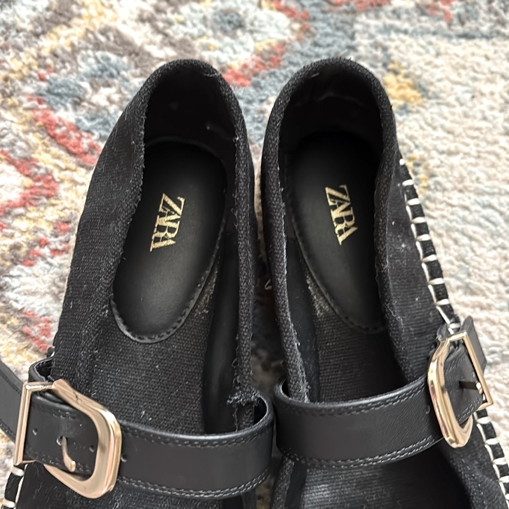 Zara Mary Jane Espadrille Flats with Whipstitch Detail - Picture 7 of 7